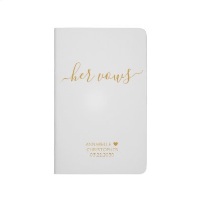 Personalized Wedding Her Vows Book Gray Gold Chic