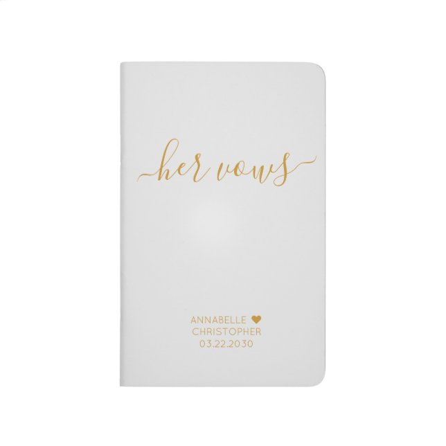 Personalized Wedding Her Vows Book Gray Gold Chic (Front)