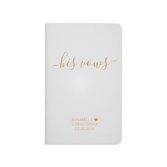Personalized Wedding His Vows Book Gray Gold Chic (Front)