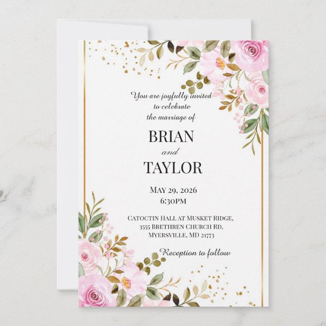 Personalized Wedding Invitation Card Invite (Front)