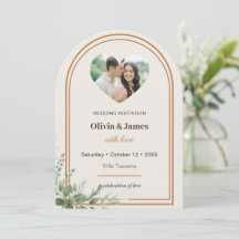 Personalized Wedding Invitation with Photo Rustic