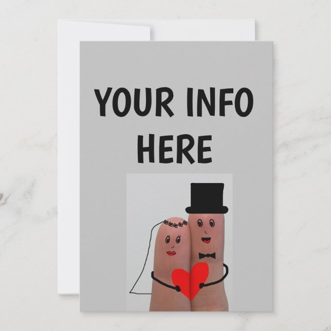 PERSONALIZED WEDDING INVITATIONS FUNNY FINGERS (Front)