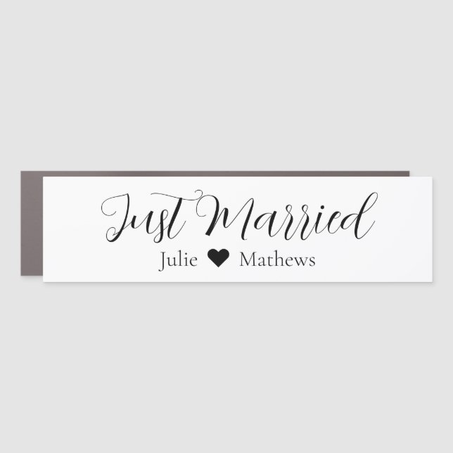 Personalized Wedding Just Married  Car Magnet (Front)
