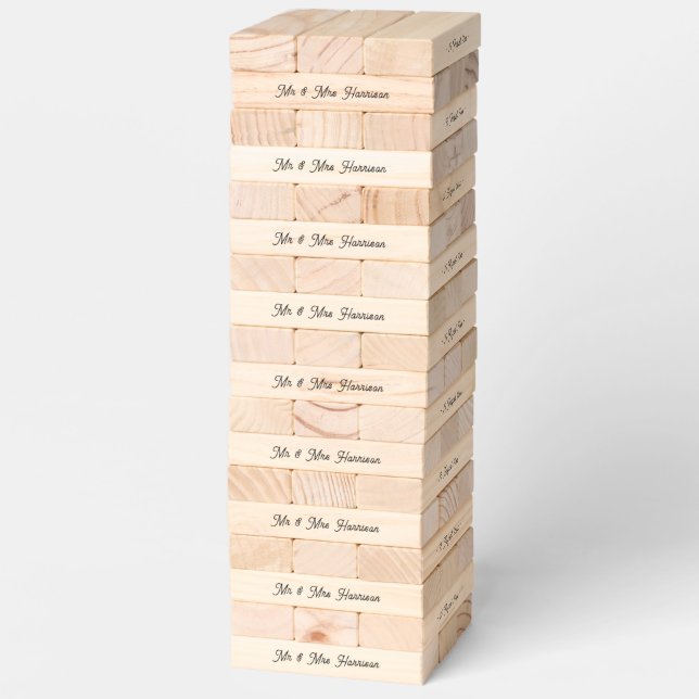 Personalized Wedding Lawn Game Giant Topple Tower (Assembled)