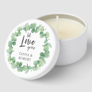 Personalized Wedding Let Love Grow Eucalyptus Mini Candle Favors