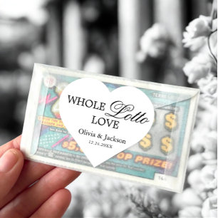 Personalized Wedding Lottery Ticket Couple Name Heart Sticker