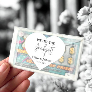 Personalized Wedding Lottery Ticket Couple Name Heart Sticker