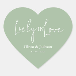 Personalized Wedding Lottery Ticket Couple Name Heart Sticker
