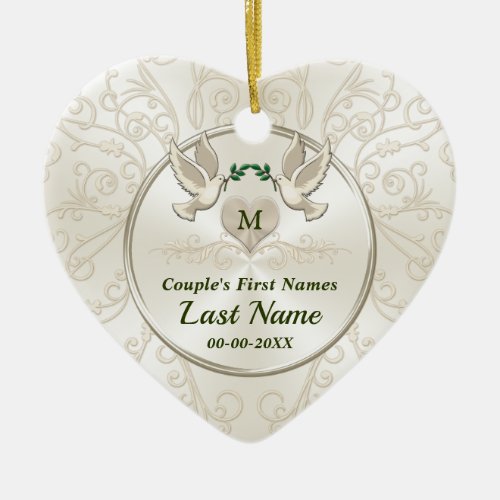 Personalized Wedding Love Birds Ornament