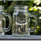 Personalized Wedding Mason Jar Mug with Banner