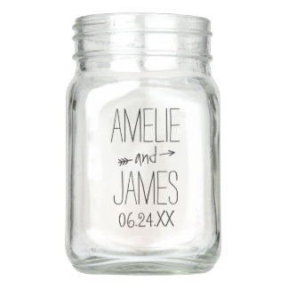 Personalized Wedding Mason Jar | Rustic Monogram