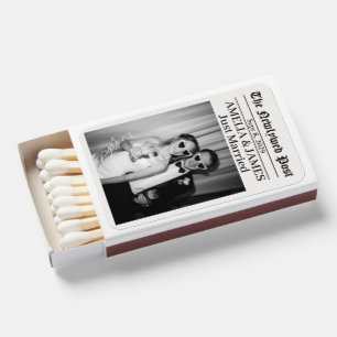 Personalized Wedding Matchbox Newspaper Style Matchboxes