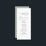 Personalized Wedding Menu Cards Lavender & Sage<br><div class="desc">This personalized wedding menu card features sprigs of watercolor lavender. The card reverses to a sage green color. Use the template fields to DIY your custom wedding dinner menu. An elegant yet minimalistic choice for weddings, a bridal shower, rehearsal dinners or whatever you like. To see more menu cards for...</div>