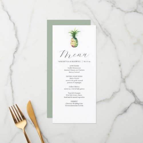 Personalized Wedding Menu Cards Tropical Pineapple