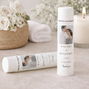 Personalized Wedding Minimal Photo Botanical Lip Balm