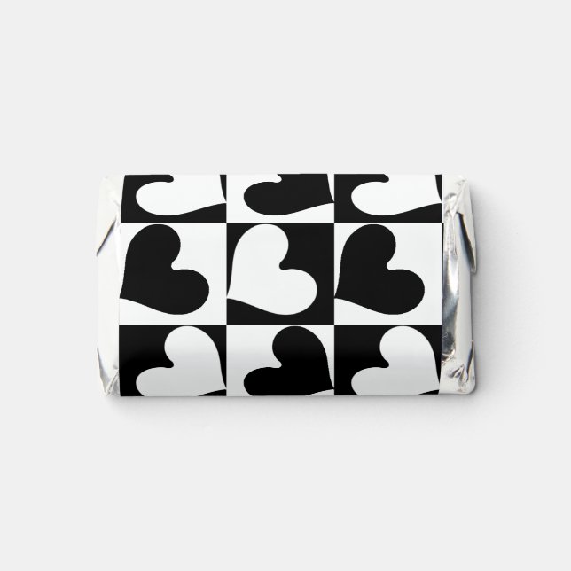 Personalized Wedding Modern Black White Heart Hershey's Miniatures (Front)