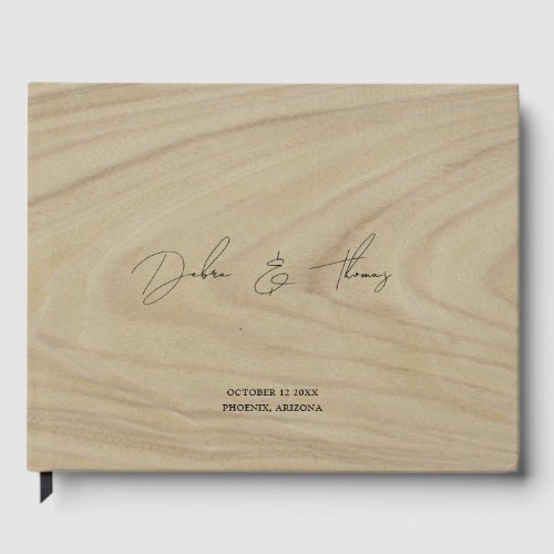 Personalized Wedding Modern Minimalist Faux Wood