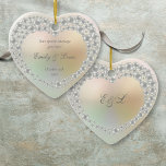 Personalized Wedding Monogram Anniversary Ceramic Ornament<br><div class="desc">Featuring a beautiful pearls heart,  this chic wedding or anniversary keepsake ornament can be personalized with your special anniversary message,  names and special date with monogram initials on the reverse. Designed by Thisisnotme©</div>
