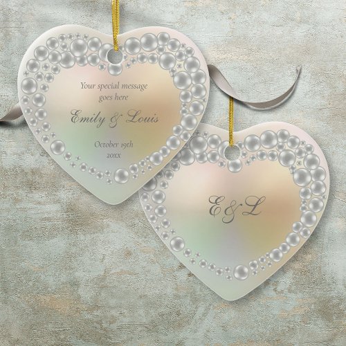 Personalized Wedding Monogram Anniversary Ceramic Ornament