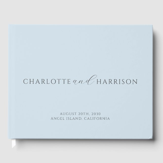 Personalized Wedding Monogram Blue Guest Book (Front)
