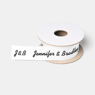 Personalized Wedding Monogram Couple Names Satin Ribbon
