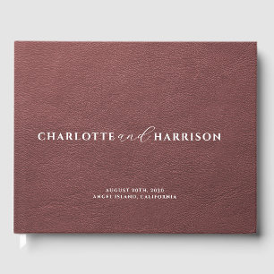 Personalized Wedding Monogram Faux Leather Brown Guest Book