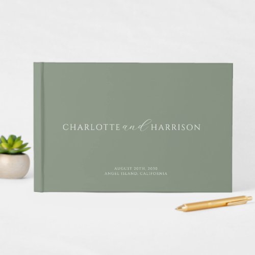 Personalized Wedding Monogram Sage Guest Book