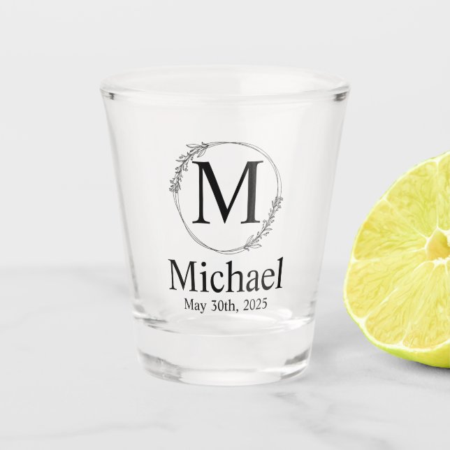 Personalized Wedding Monogram Shot Glass (Front)
