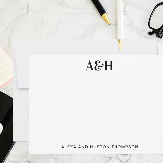 Personalized Wedding Monogram Stationery Elegant Thank You Card (Creator Uploaded)