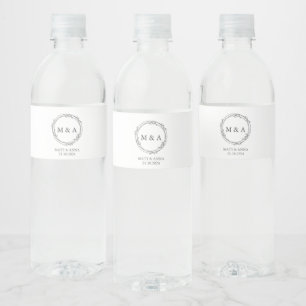 Personalized Wedding Monogram Water Bottle Labels