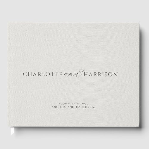 Personalized Wedding Monogram White Faux Linen 