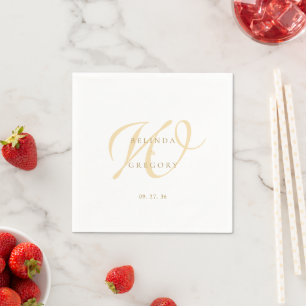 Personalized Wedding Monogrammed Cocktail Gold Napkins