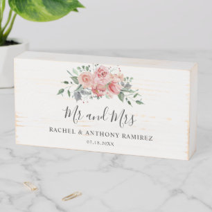 Personalized Wedding Mr and Mrs Floral Rustic Wooden Box Sign