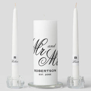 Personalized wedding Mr and Mrs unity candle set