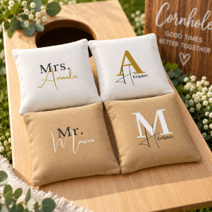 Personalized Wedding Mr & Mrs Names Cornhole Bags
