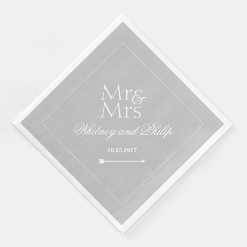 Personalized Wedding Mr Mrs Silver Paper Dinner Napkins