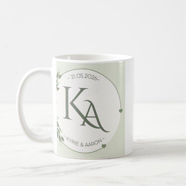 Personalized Wedding Mug  KA Initials & Date   (Left)