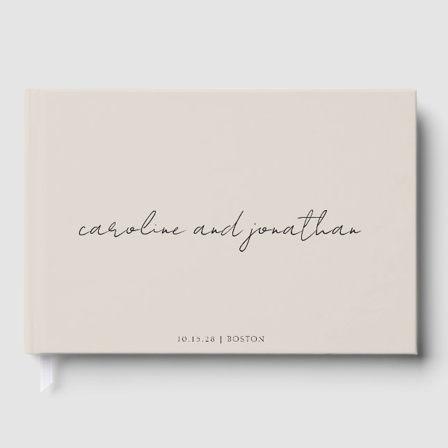 Personalized Wedding Name Ivory Cream Elegant Guest Book (Front)