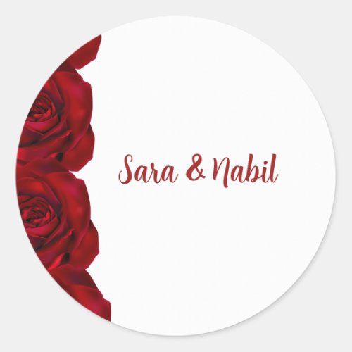 Personalized Wedding Name Stickers Red roses