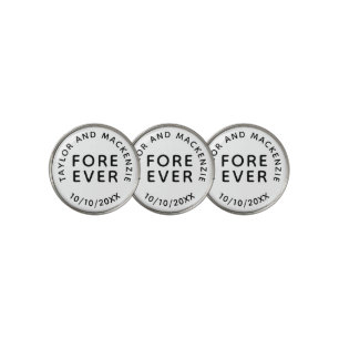 Personalized Wedding Names Date and FORE EVER Golf Ball Marker