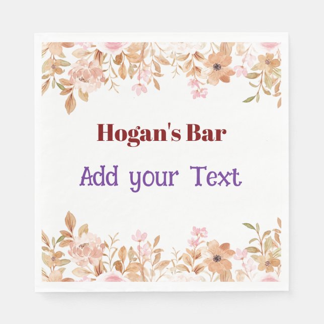 Personalized Wedding Napkins | Elegant Event Cockt (Front)