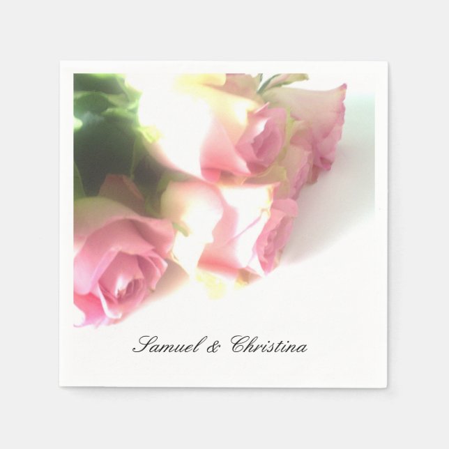 Personalized wedding napkins | elegant roses photo (Front)