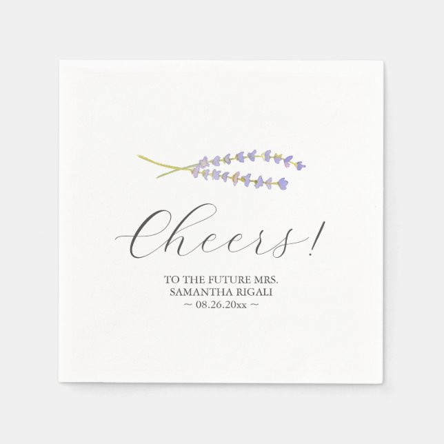 Personalized Wedding Napkins Lavender (Front)