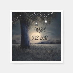 Personalized Wedding Napkins Moonlight and Lantern