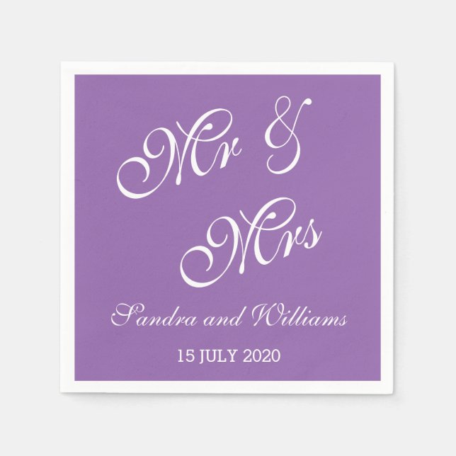 Personalized Wedding Napkins | Mr And Mrs (Front)