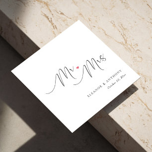Personalized Wedding Napkins: Mr. and Mrs. Heart Napkins