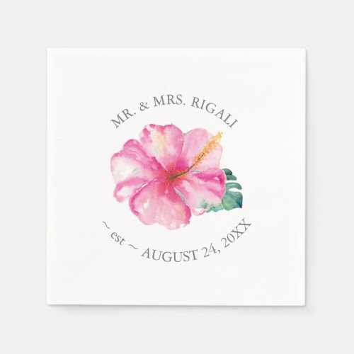 Personalized Wedding Napkins Pink Florals