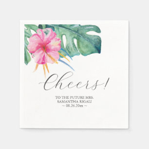 Personalized Wedding Napkins Pink Flowers