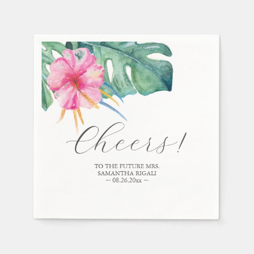 Personalized Wedding Napkins Pink Flowers