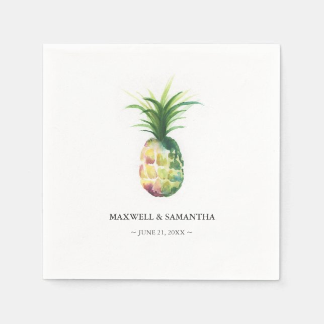 Personalized Wedding Napkins Tropical Pineapple (Front)